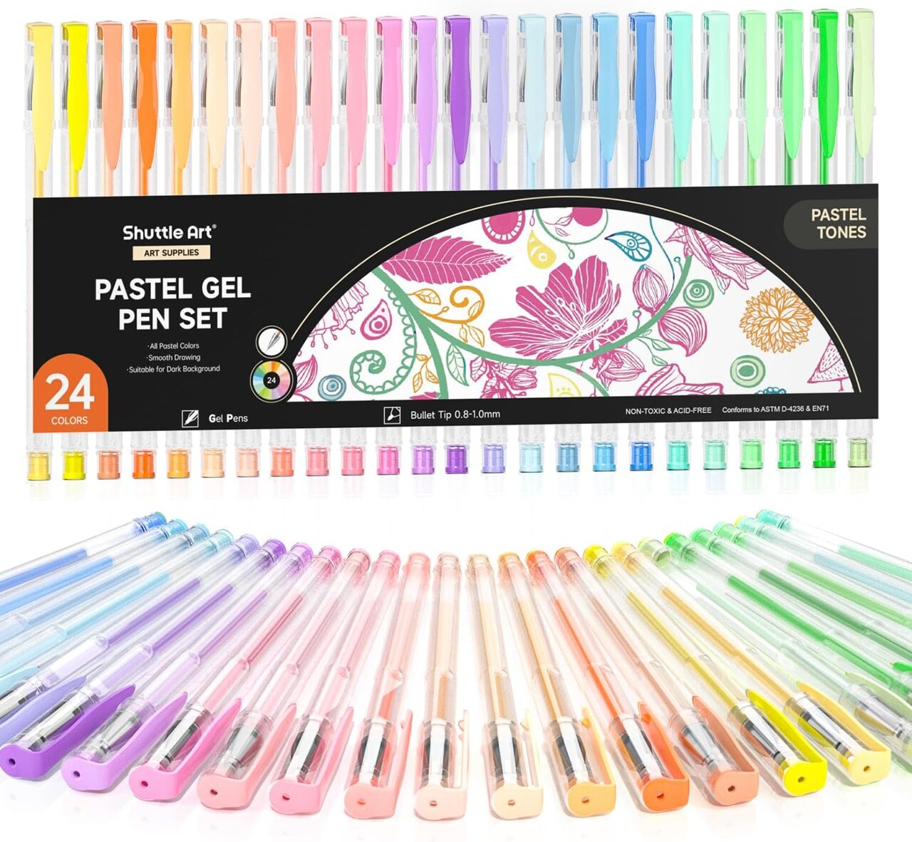 24 Pastel Milky Colors Gel Pen for Black Paper(24 Pack Pastel Tone)